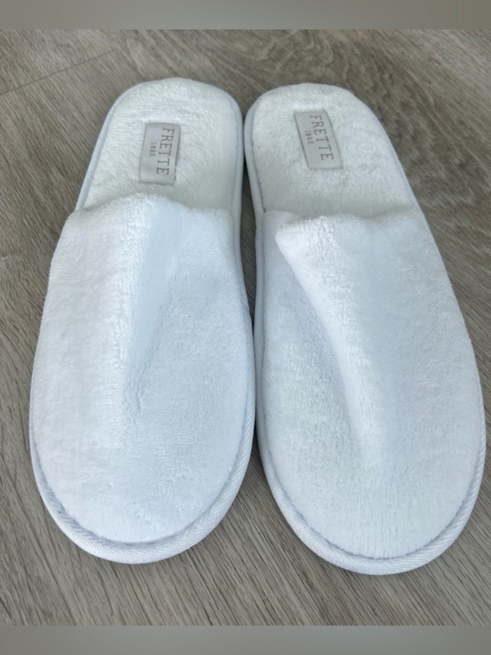 Frette White Terry Cotton Spa Slippers Closed Toe Hotel Large